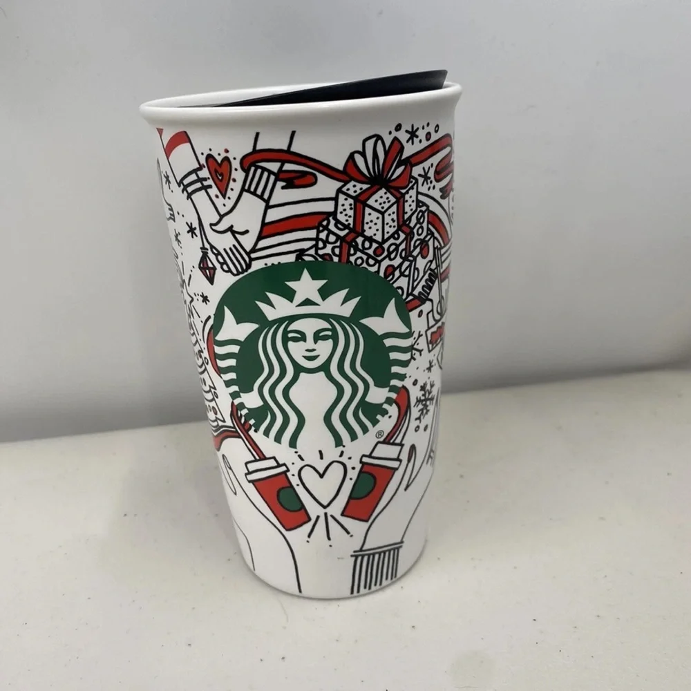 Starbucks Holiday Christmas Tumbler 12oz 2017 Red Dot Mug Coffee Cup Travel - Picture 5 of 5